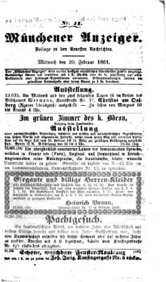 Münchener Anzeiger (Münchner neueste Nachrichten) Mittwoch 20. Februar 1861