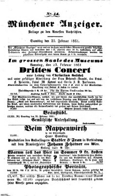 Münchener Anzeiger (Münchner neueste Nachrichten) Samstag 23. Februar 1861