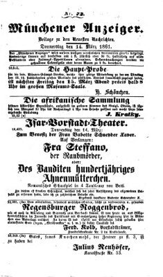 Münchener Anzeiger (Münchner neueste Nachrichten) Donnerstag 14. März 1861