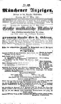 Münchener Anzeiger (Münchner neueste Nachrichten) Sonntag 17. März 1861