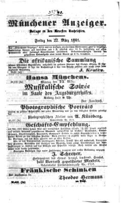 Münchener Anzeiger (Münchner neueste Nachrichten) Freitag 22. März 1861