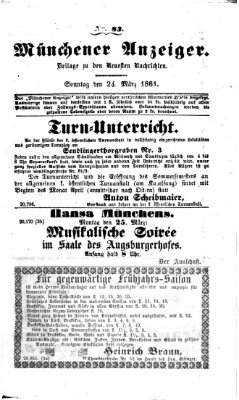 Münchener Anzeiger (Münchner neueste Nachrichten) Sonntag 24. März 1861