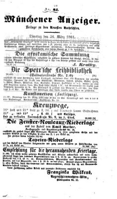 Münchener Anzeiger (Münchner neueste Nachrichten) Dienstag 26. März 1861