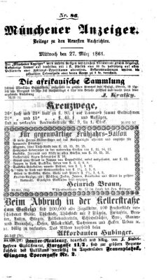 Münchener Anzeiger (Münchner neueste Nachrichten) Mittwoch 27. März 1861