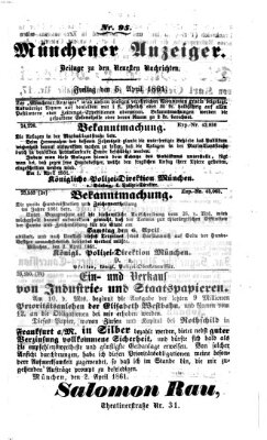 Münchener Anzeiger (Münchner neueste Nachrichten) Freitag 5. April 1861