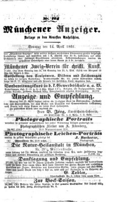 Münchener Anzeiger (Münchner neueste Nachrichten) Sonntag 14. April 1861