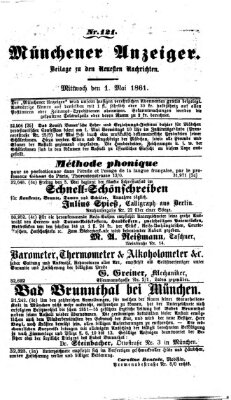 Münchener Anzeiger (Münchner neueste Nachrichten) Mittwoch 1. Mai 1861