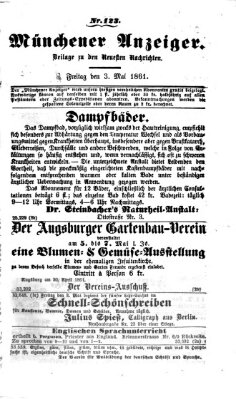 Münchener Anzeiger (Münchner neueste Nachrichten) Freitag 3. Mai 1861