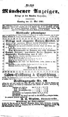 Münchener Anzeiger (Münchner neueste Nachrichten) Samstag 11. Mai 1861