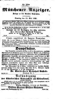 Münchener Anzeiger (Münchner neueste Nachrichten) Samstag 18. Mai 1861