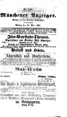 Münchener Anzeiger (Münchner neueste Nachrichten) Montag 20. Mai 1861