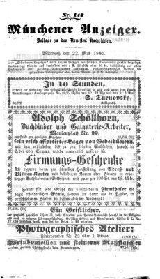 Münchener Anzeiger (Münchner neueste Nachrichten) Mittwoch 22. Mai 1861