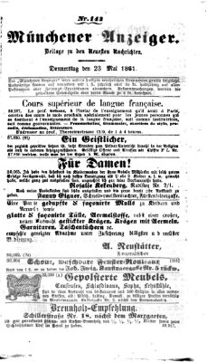 Münchener Anzeiger (Münchner neueste Nachrichten) Donnerstag 23. Mai 1861