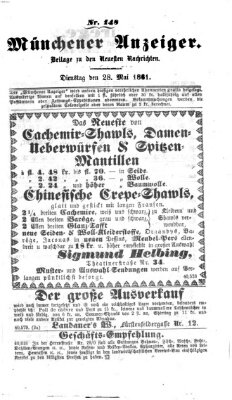 Münchener Anzeiger (Münchner neueste Nachrichten) Dienstag 28. Mai 1861