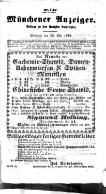 Münchener Anzeiger (Münchner neueste Nachrichten) Mittwoch 29. Mai 1861