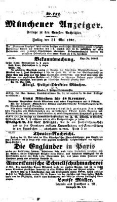 Münchener Anzeiger (Münchner neueste Nachrichten) Freitag 31. Mai 1861