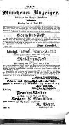 Münchener Anzeiger (Münchner neueste Nachrichten) Dienstag 4. Juni 1861