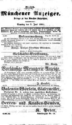 Münchener Anzeiger (Münchner neueste Nachrichten) Samstag 8. Juni 1861