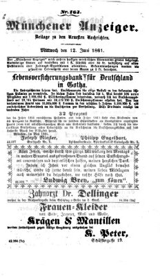 Münchener Anzeiger (Münchner neueste Nachrichten) Mittwoch 12. Juni 1861