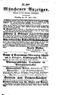 Münchener Anzeiger (Münchner neueste Nachrichten) Samstag 15. Juni 1861