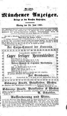 Münchener Anzeiger (Münchner neueste Nachrichten) Montag 24. Juni 1861