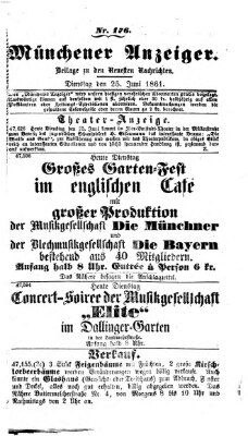 Münchener Anzeiger (Münchner neueste Nachrichten) Dienstag 25. Juni 1861