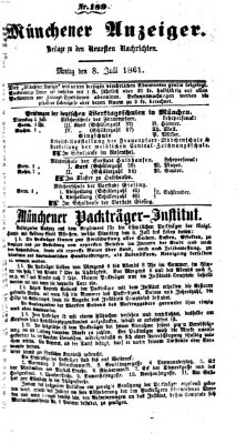 Münchener Anzeiger (Münchner neueste Nachrichten) Montag 8. Juli 1861