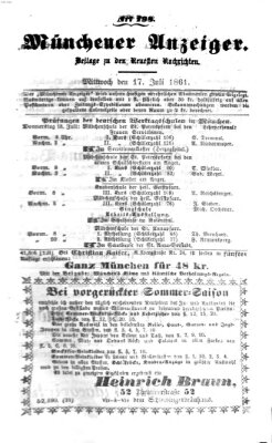 Münchener Anzeiger (Münchner neueste Nachrichten) Mittwoch 17. Juli 1861