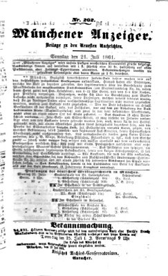 Münchener Anzeiger (Münchner neueste Nachrichten) Sonntag 21. Juli 1861