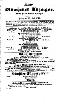 Münchener Anzeiger (Münchner neueste Nachrichten) Freitag 26. Juli 1861