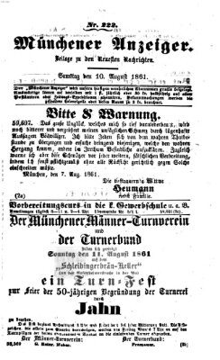 Münchener Anzeiger (Münchner neueste Nachrichten) Samstag 10. August 1861