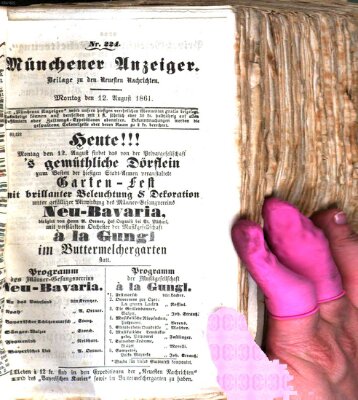 Münchener Anzeiger (Münchner neueste Nachrichten) Montag 12. August 1861