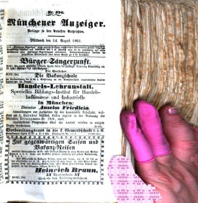 Münchener Anzeiger (Münchner neueste Nachrichten) Mittwoch 14. August 1861