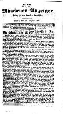 Münchener Anzeiger (Münchner neueste Nachrichten) Samstag 24. August 1861