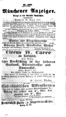 Münchener Anzeiger (Münchner neueste Nachrichten) Montag 26. August 1861