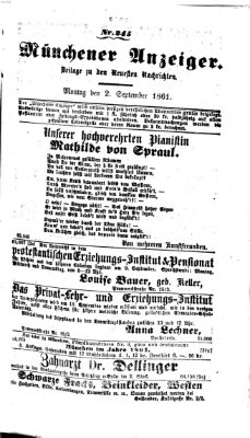 Münchener Anzeiger (Münchner neueste Nachrichten) Montag 2. September 1861