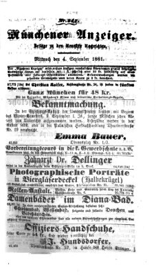 Münchener Anzeiger (Münchner neueste Nachrichten) Mittwoch 4. September 1861