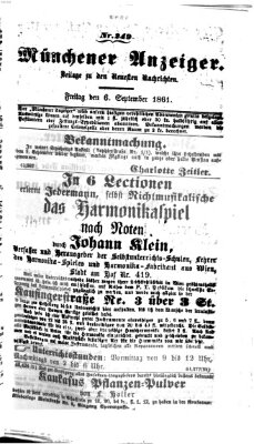 Münchener Anzeiger (Münchner neueste Nachrichten) Freitag 6. September 1861