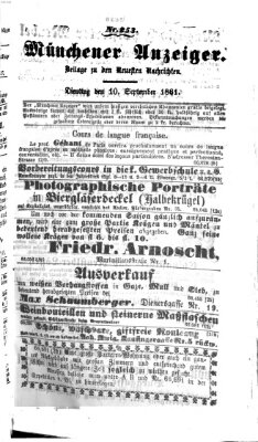 Münchener Anzeiger (Münchner neueste Nachrichten) Dienstag 10. September 1861