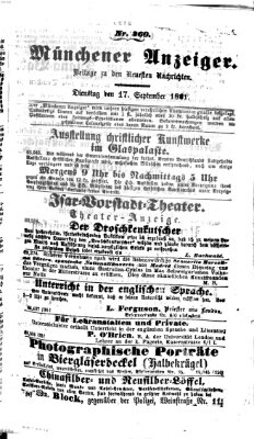 Münchener Anzeiger (Münchner neueste Nachrichten) Dienstag 17. September 1861