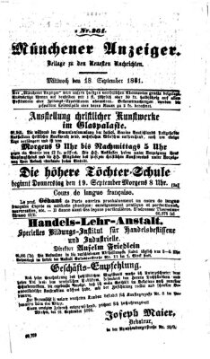 Münchener Anzeiger (Münchner neueste Nachrichten) Mittwoch 18. September 1861