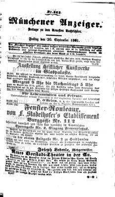 Münchener Anzeiger (Münchner neueste Nachrichten) Freitag 20. September 1861