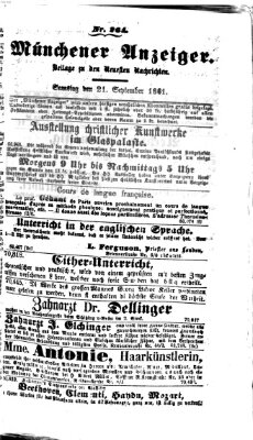 Münchener Anzeiger (Münchner neueste Nachrichten) Samstag 21. September 1861