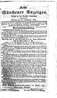 Münchener Anzeiger (Münchner neueste Nachrichten) Sonntag 22. September 1861