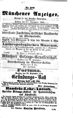 Münchener Anzeiger (Münchner neueste Nachrichten) Freitag 27. September 1861