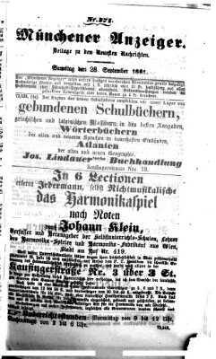 Münchener Anzeiger (Münchner neueste Nachrichten) Samstag 28. September 1861