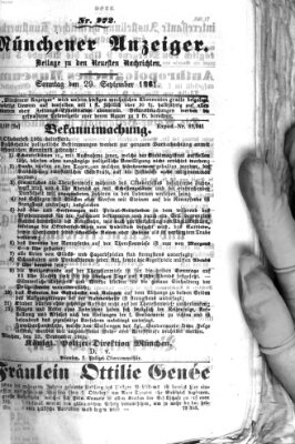 Münchener Anzeiger (Münchner neueste Nachrichten) Sonntag 29. September 1861