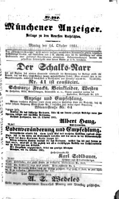 Münchener Anzeiger (Münchner neueste Nachrichten) Montag 14. Oktober 1861