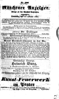 Münchener Anzeiger (Münchner neueste Nachrichten) Donnerstag 17. Oktober 1861