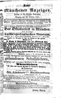 Münchener Anzeiger (Münchner neueste Nachrichten) Sonntag 20. Oktober 1861